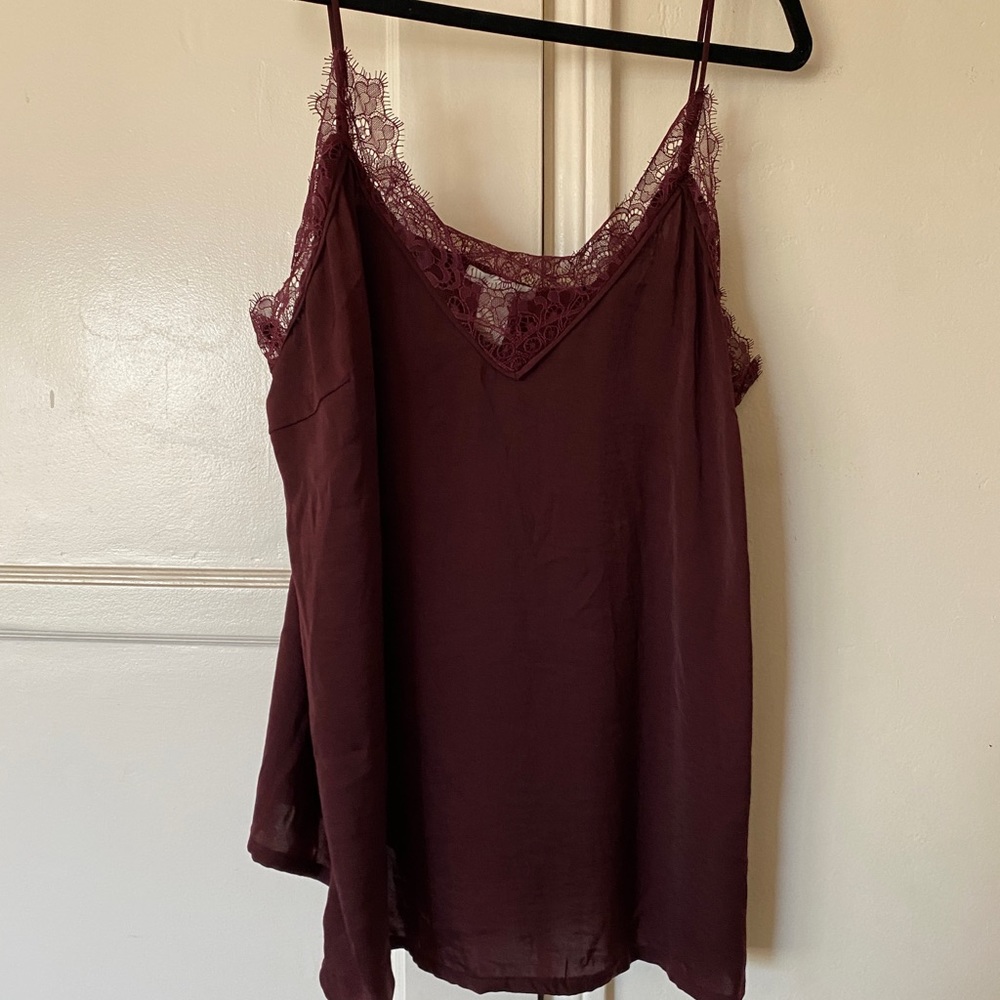 Burgundy Lace edged Cami, H & M